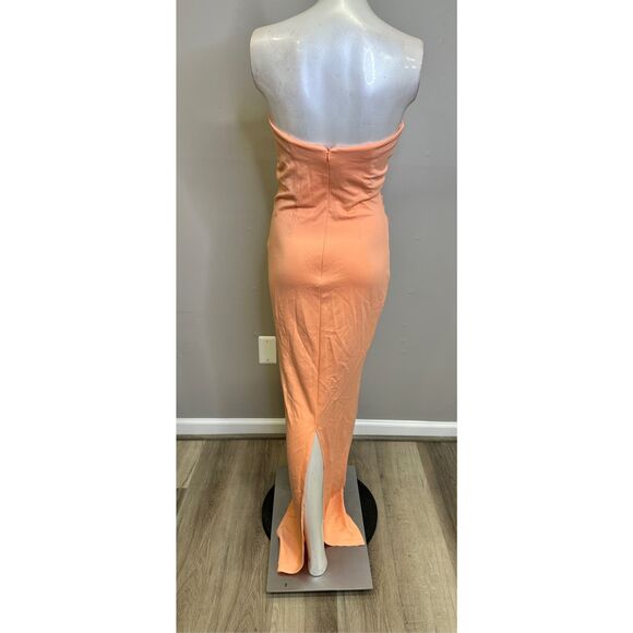 NWT Michael Costello x Revolve Strapless Back Slit Briggs Maxi Gown Peach Small - Picture 5 of 9